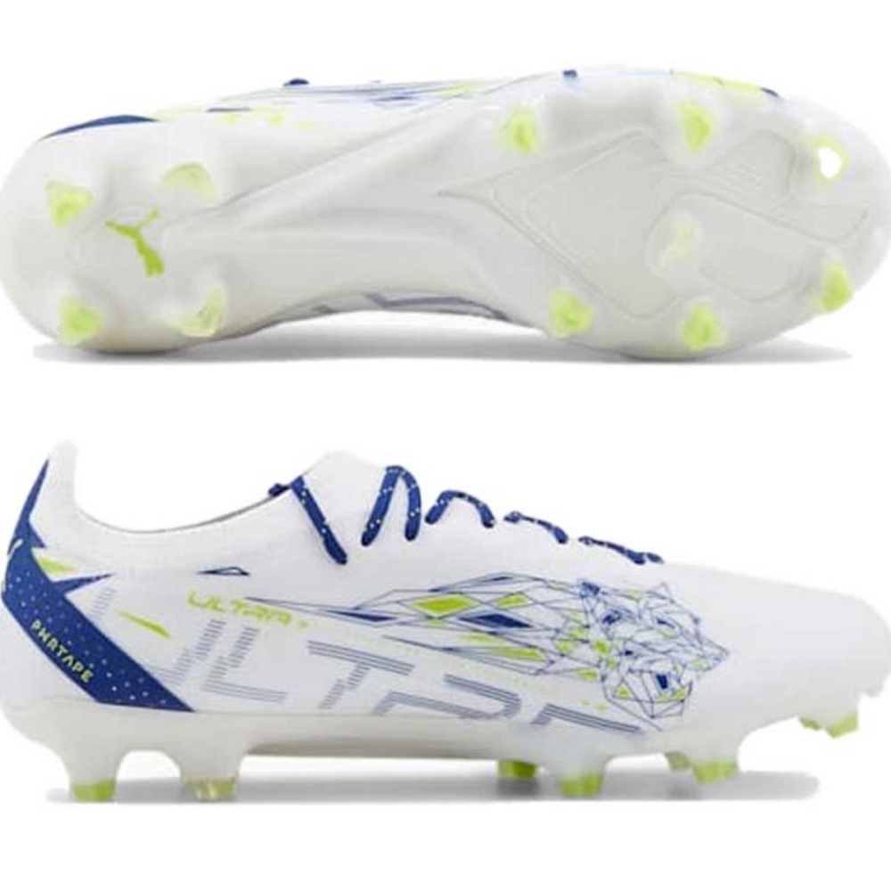 PUMA Ultra Ultimate CP FG/AG White and Blue Soccer Cleats